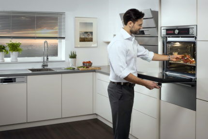 Modern electric oven in the interior