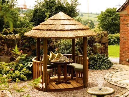 Gazebo with thatched roof