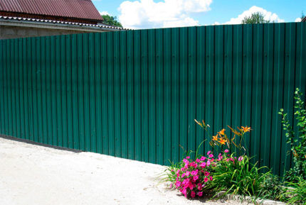 Solid fence made of corrugated sheets