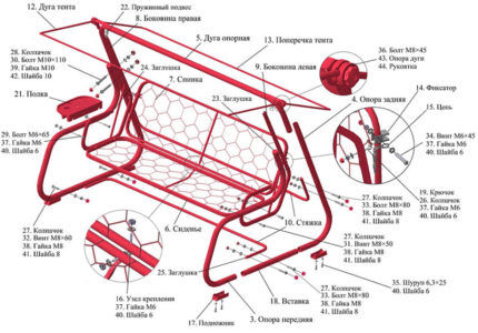 Instructions for assembling the swing