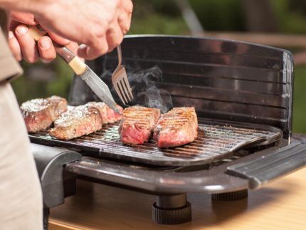 Steaks on an electric grill