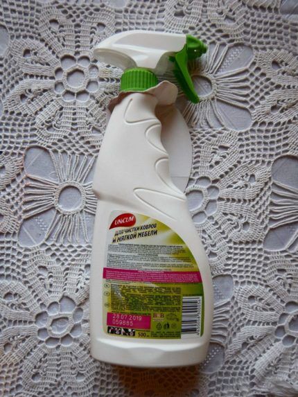 Bottle of cleaning product with instructions 
