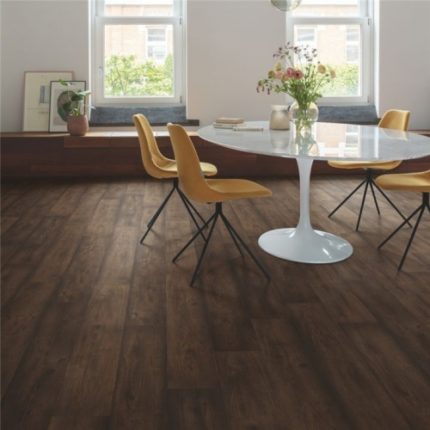 Waxed laminate flooring in dining room