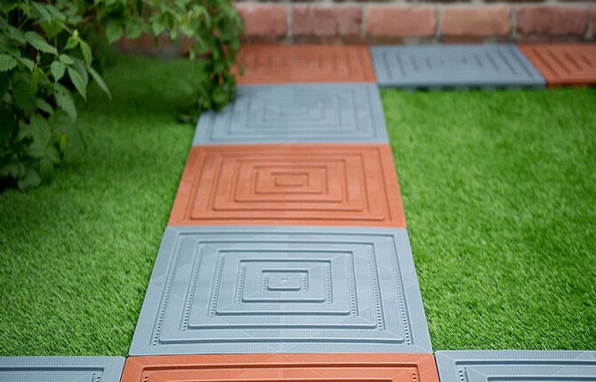 Blank paving slabs made of plastic