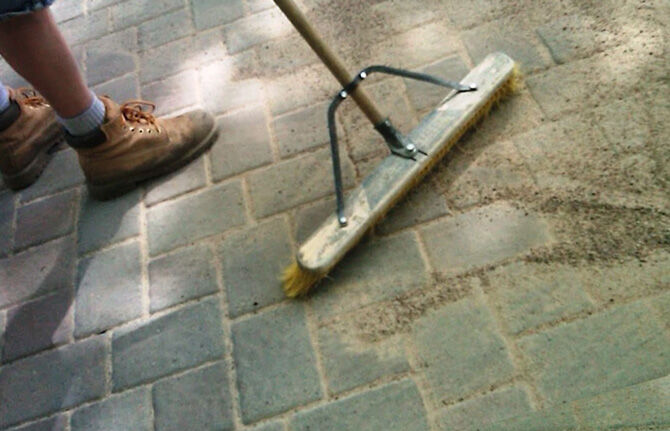 Sand on paving slabs