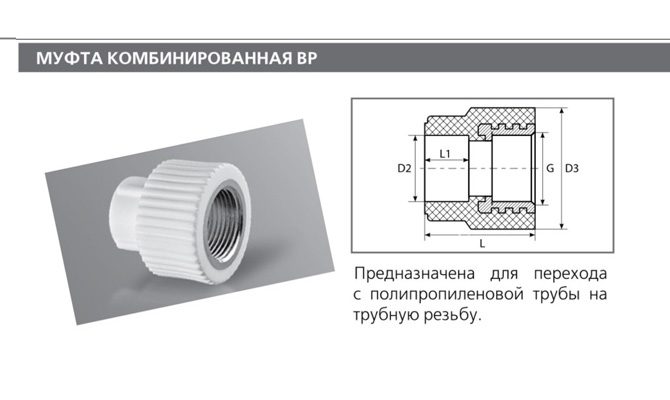 Coupling diagram for polypropylene pipes