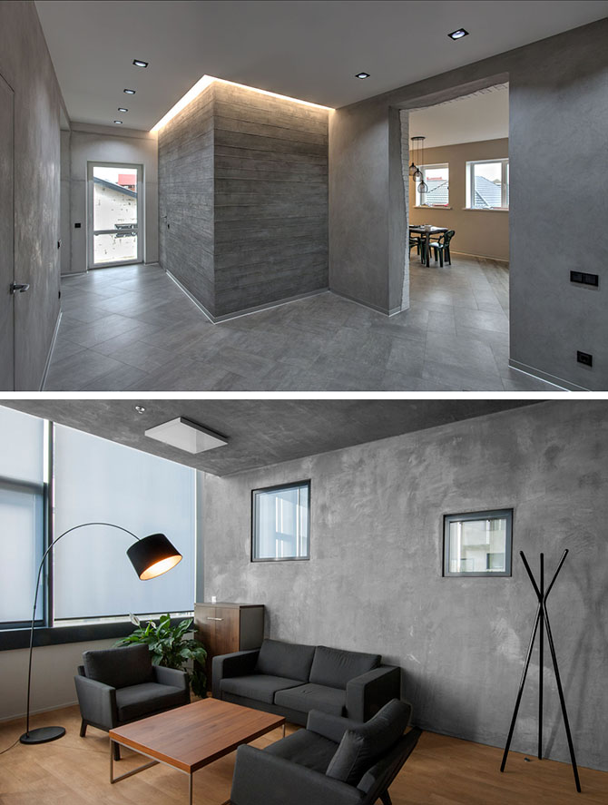 Decorative plaster concrete effect