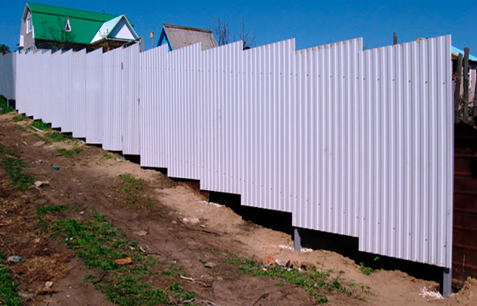 Fence on a site with a slope