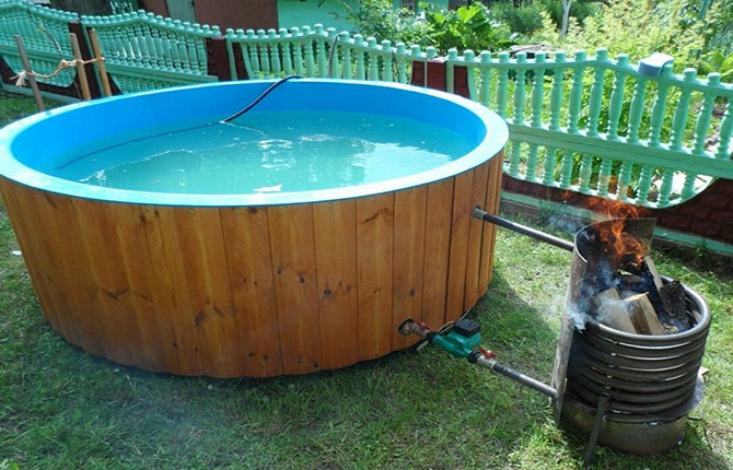 Poêle à bois pour la piscine