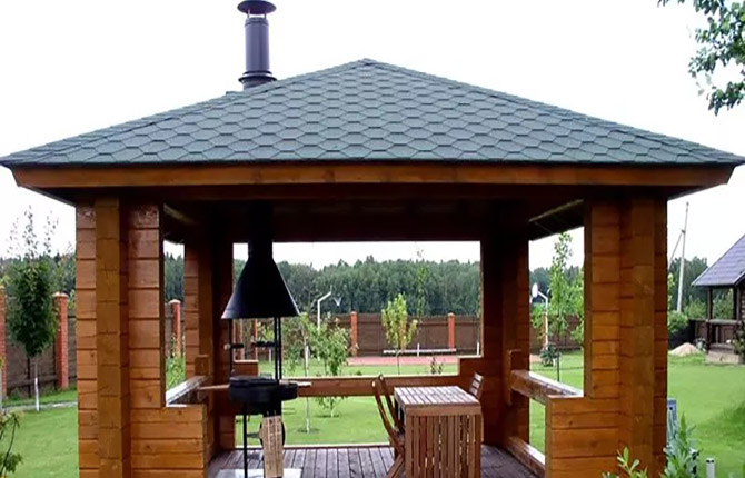 DIY gazebo with barbecue