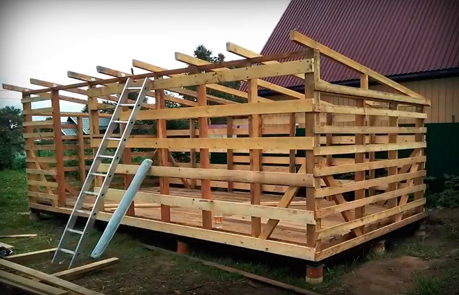 Hangar en bois appentis à faire soi-même pour résidence d'été : dessins, instructions pas à pas